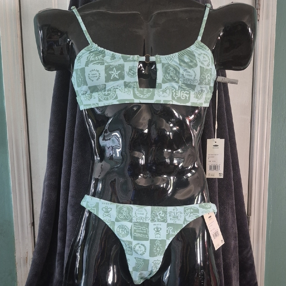 Mint Green Patterned Bikini Set